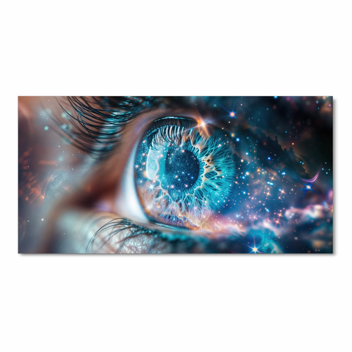 Schmutzabweisender waschbarer Küchenteppich mit Motiv Galaktisches Auge in Frontansicht