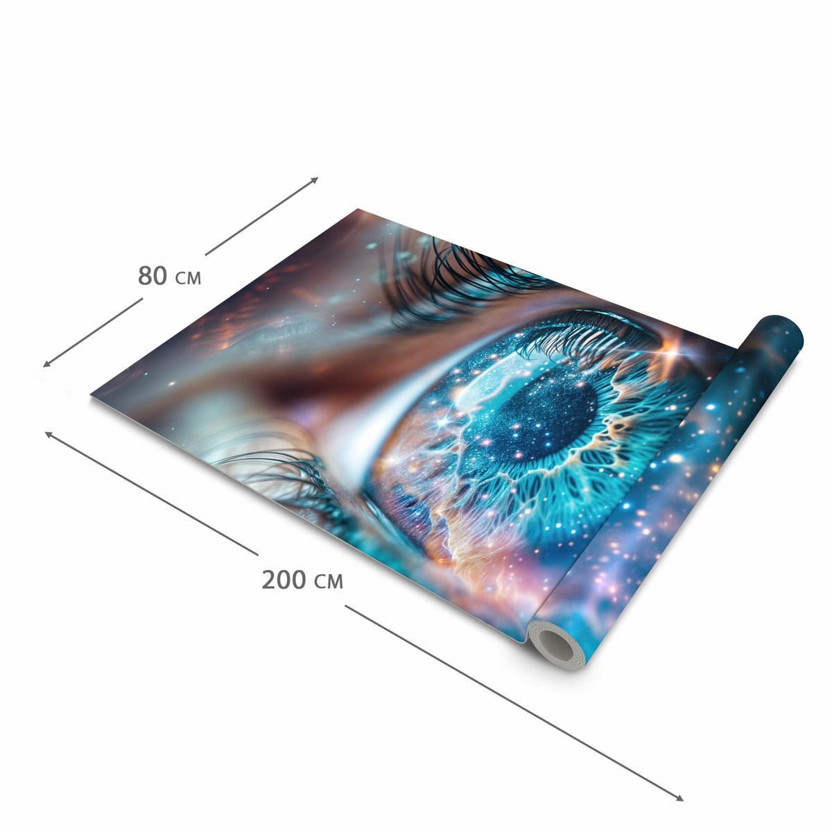 Schmutzabweisender rutschfester Küchenläufer mit Motiv Galaktisches Auge in der Größe 80x280 cm