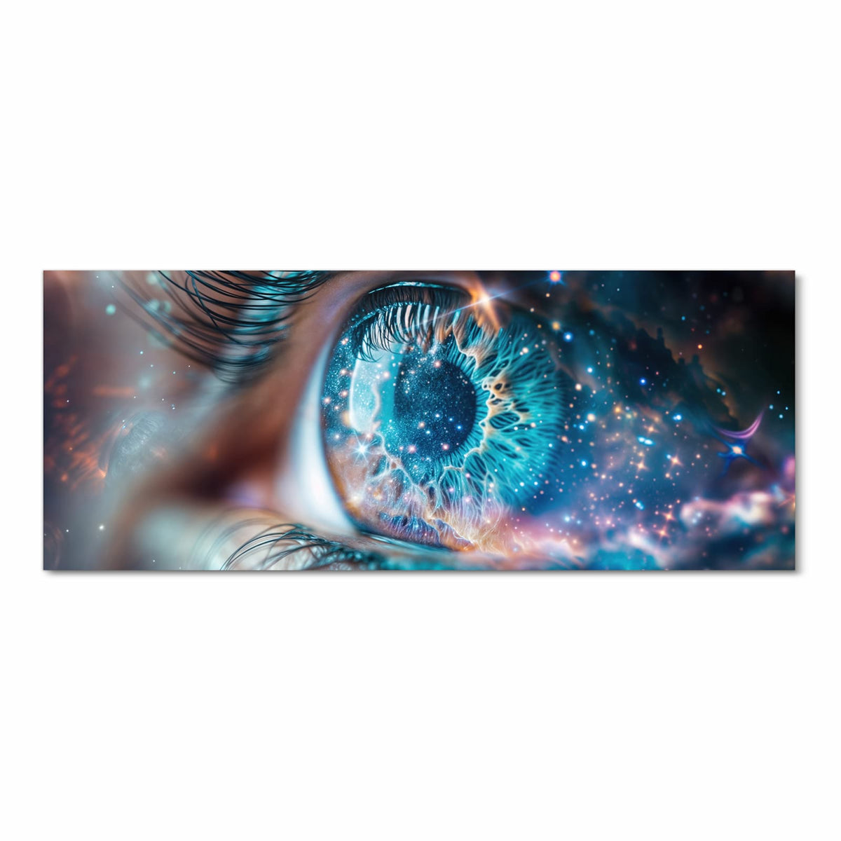 Geruchsneutraler großer Küchenteppich mit Motiv Galaktisches Auge in Frontansicht