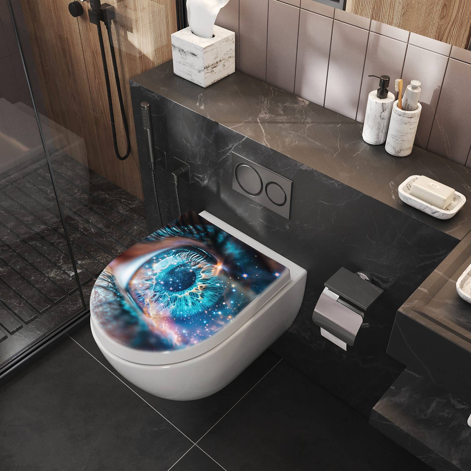 WC-Sitz mit Absenkautomatik Galaktisches Auge