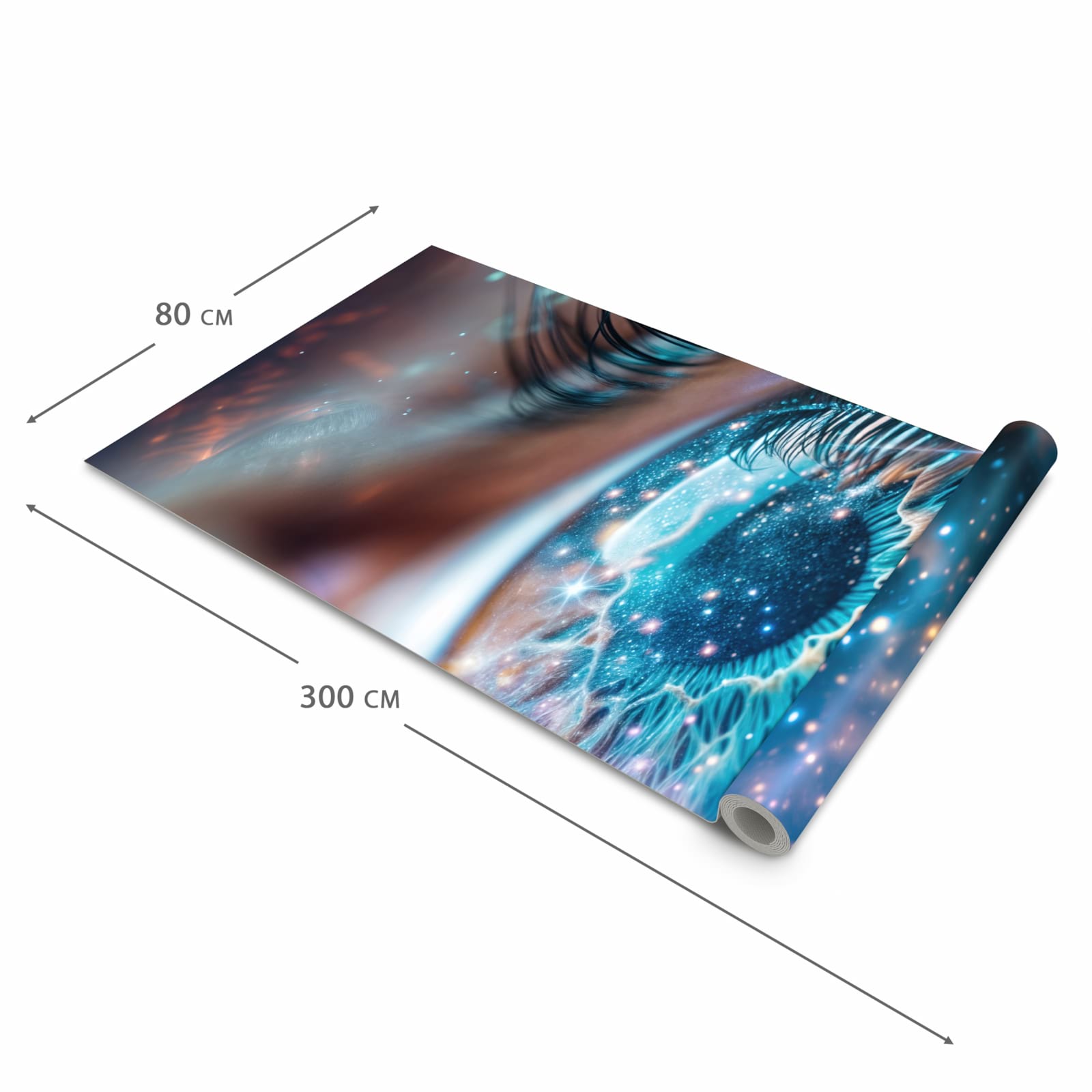 Flacher rutschfester Küchenläufer mit Motiv Galaktisches Auge in der Grösse 80x280 cm
