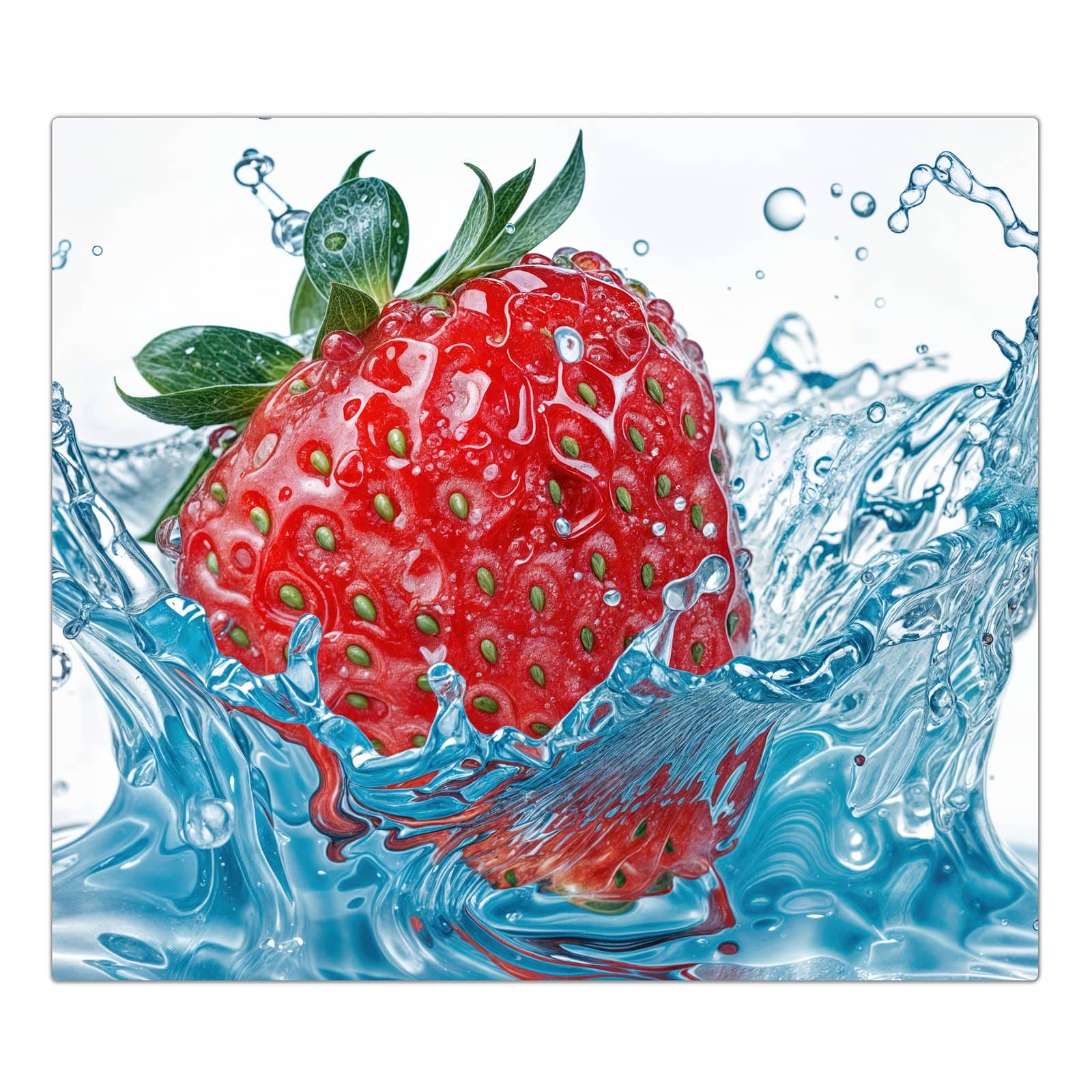 1-teilige Herdabdeckung mit Erdbeere Spritzer-Motiv in der Frontansicht #grösse_1-Teilig (60x52cm)