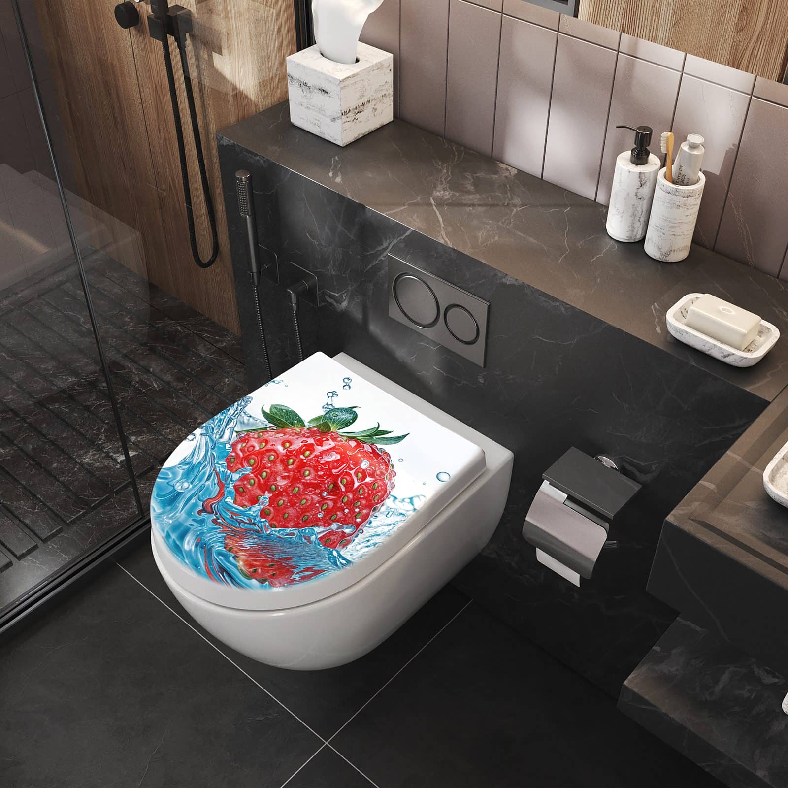 WC-Sitz mit Absenkautomatik Erdbeere Splash