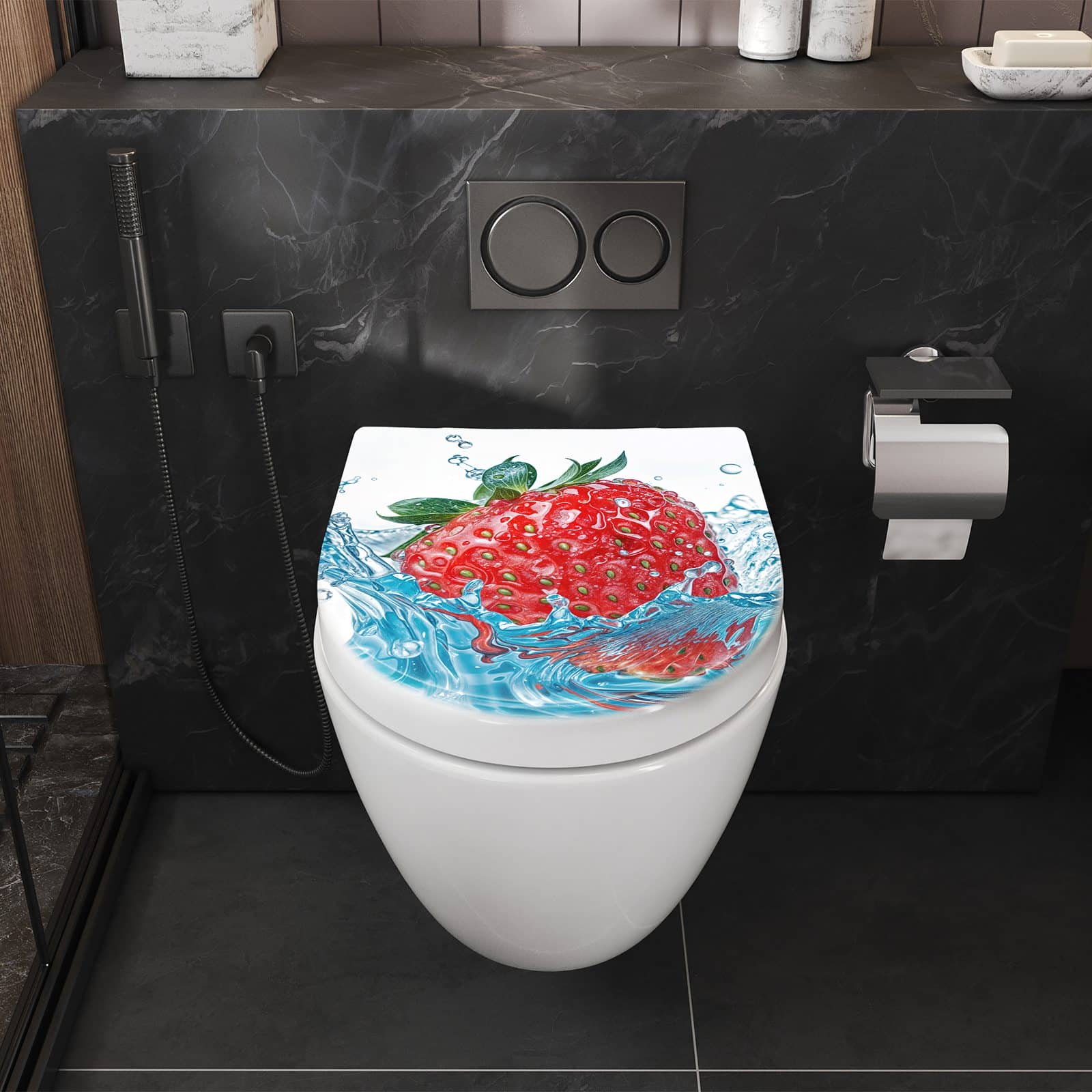 WC-Sitz mit Absenkautomatik Erdbeere Splash