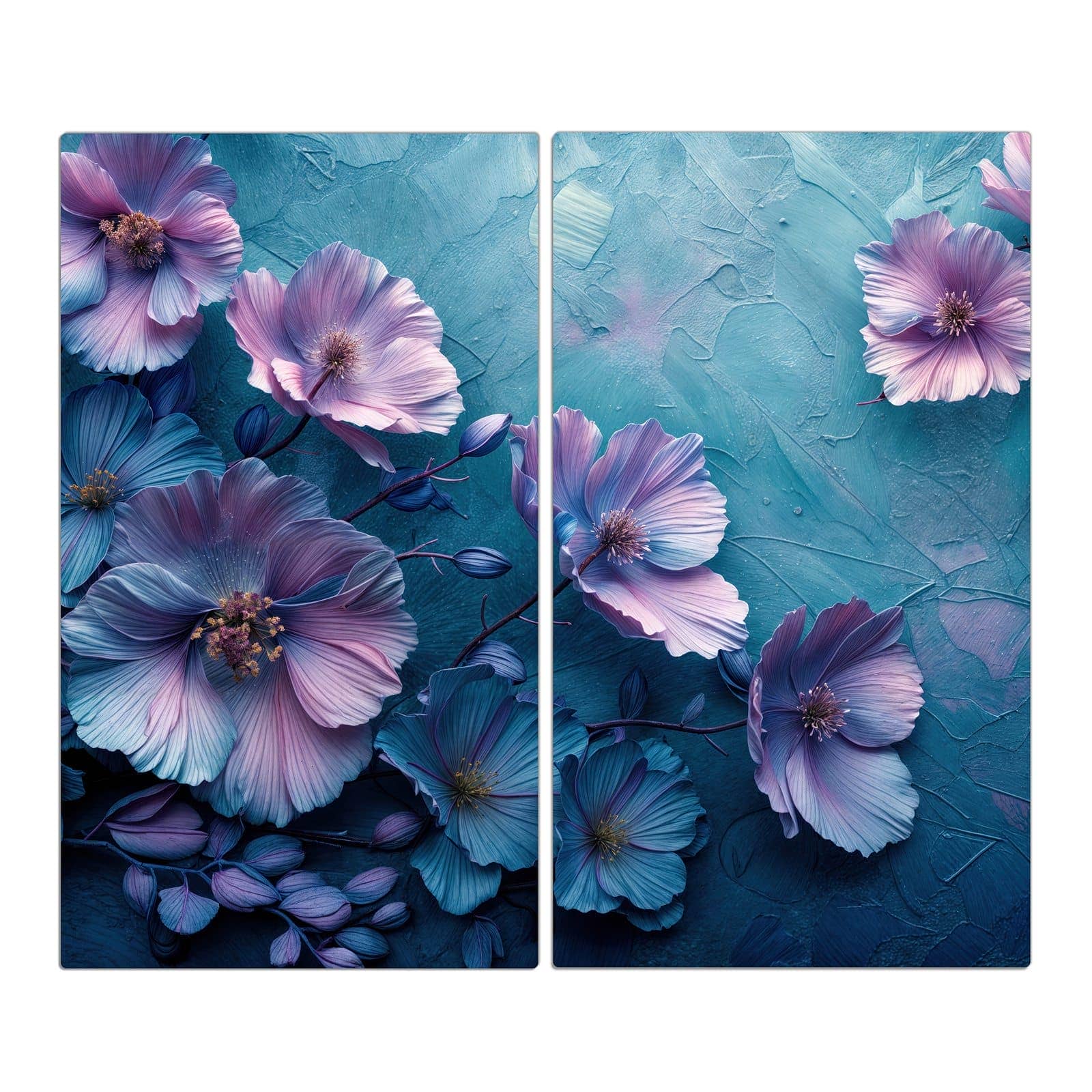 2-teilige Herdabdeckung mit Blumenmuster-Motiv in der Frontansicht #grösse_2-Teilig (60x52cm)