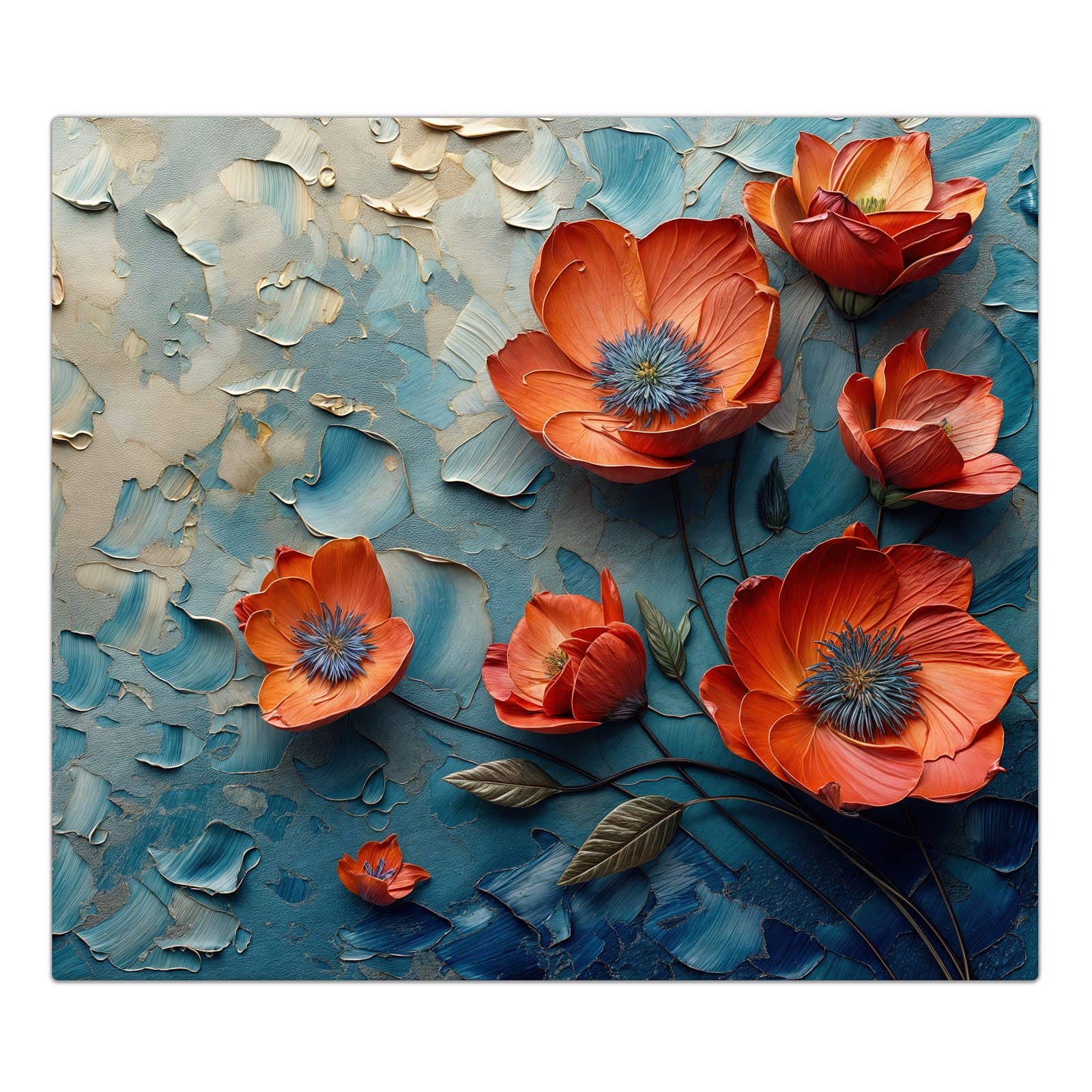 1-teilige Abdeckplatte für Ceranfeld mit Blumenmeer-Motiv in der Frontansicht #grösse_1-Teilig (60x52cm)