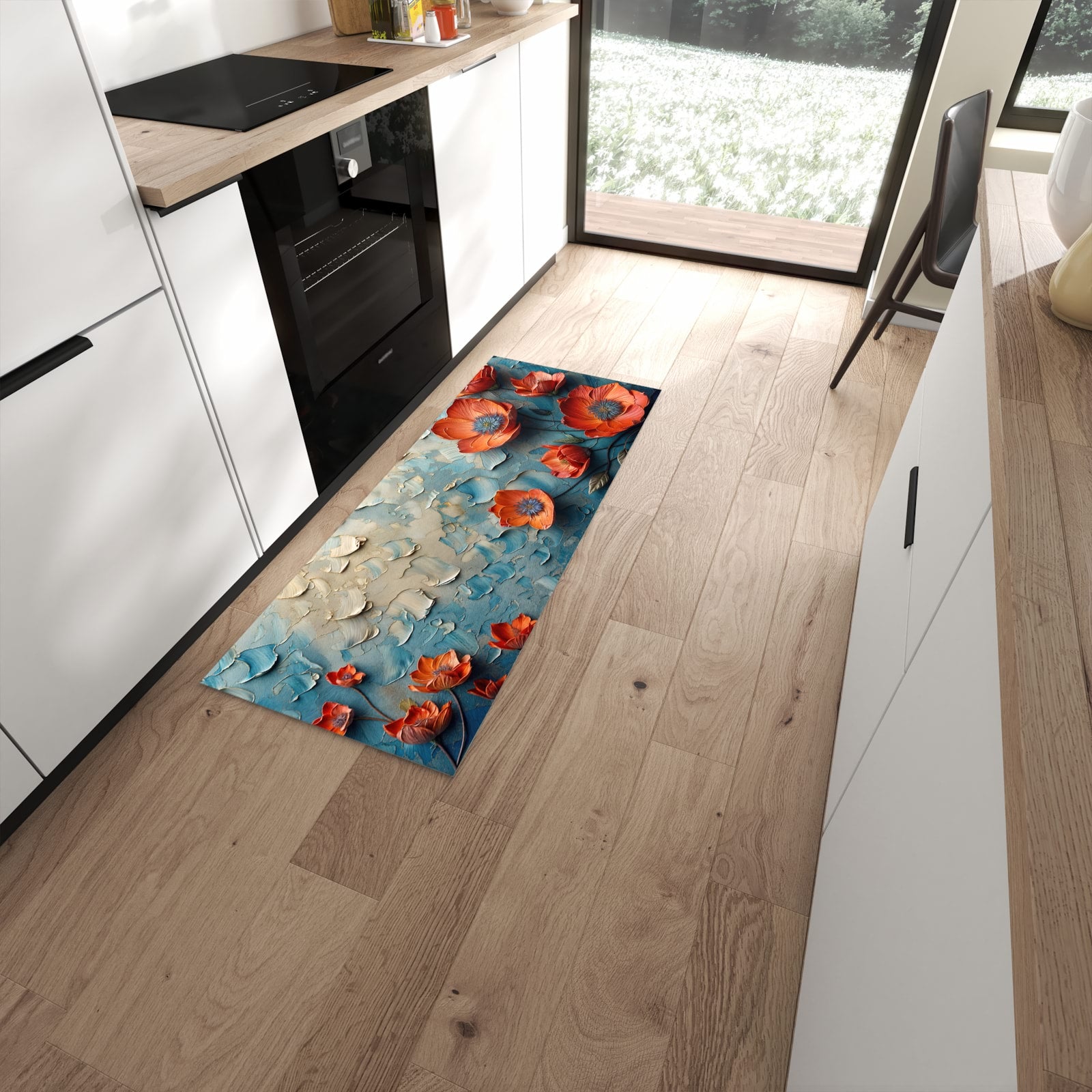 Rutschfester Küchenläufer mit Motiv Blumenmeer für Ordnung in moderner Küche #grösse_60 x 150 cm
