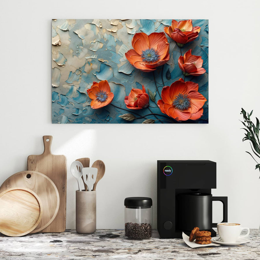 Maße Metall Magnettafel - Oranger Mohn auf Blau