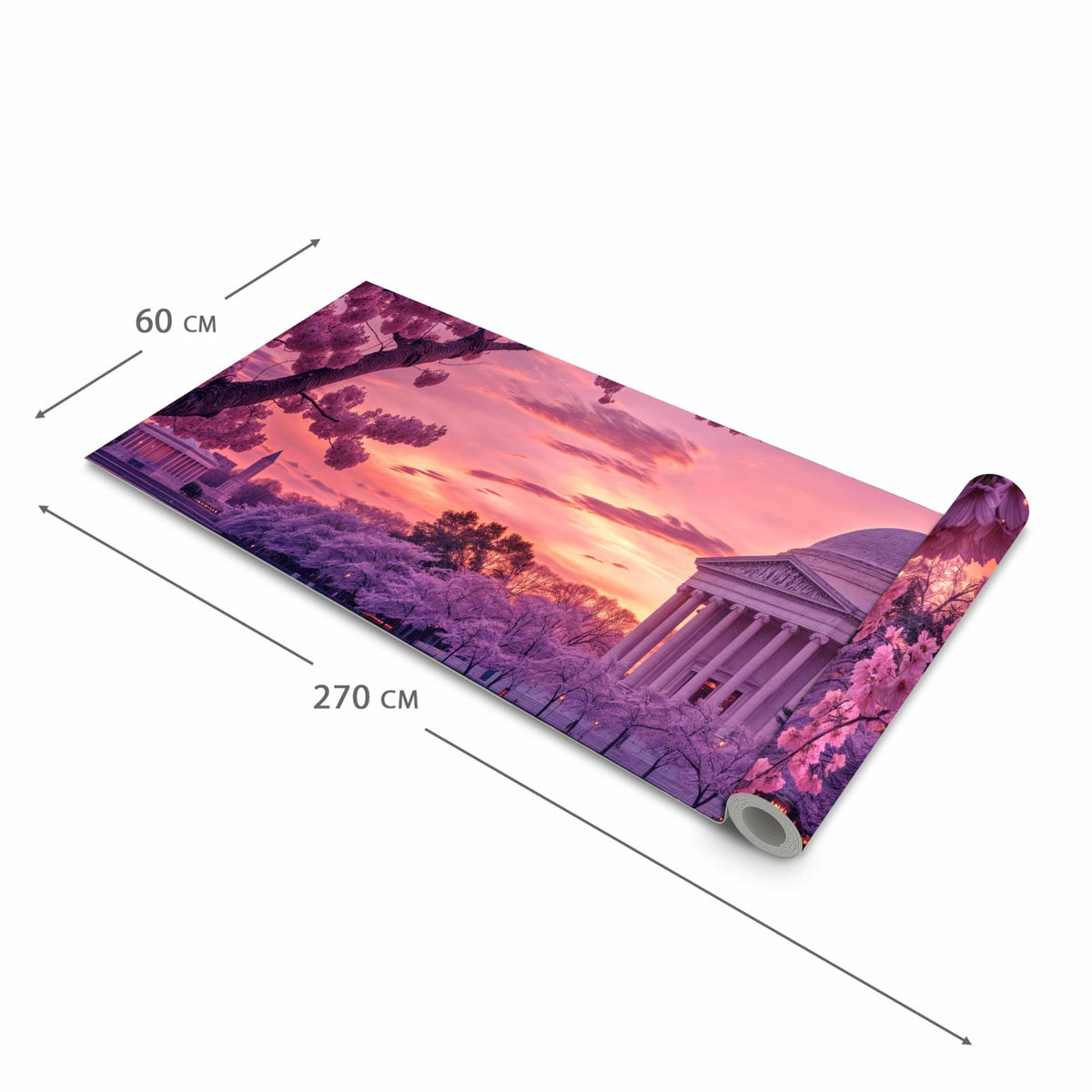 Geruchsneutraler rutschfester Küchenläufer mit Motiv Blühende Kirschbäume in der Grösse 80x200 cm