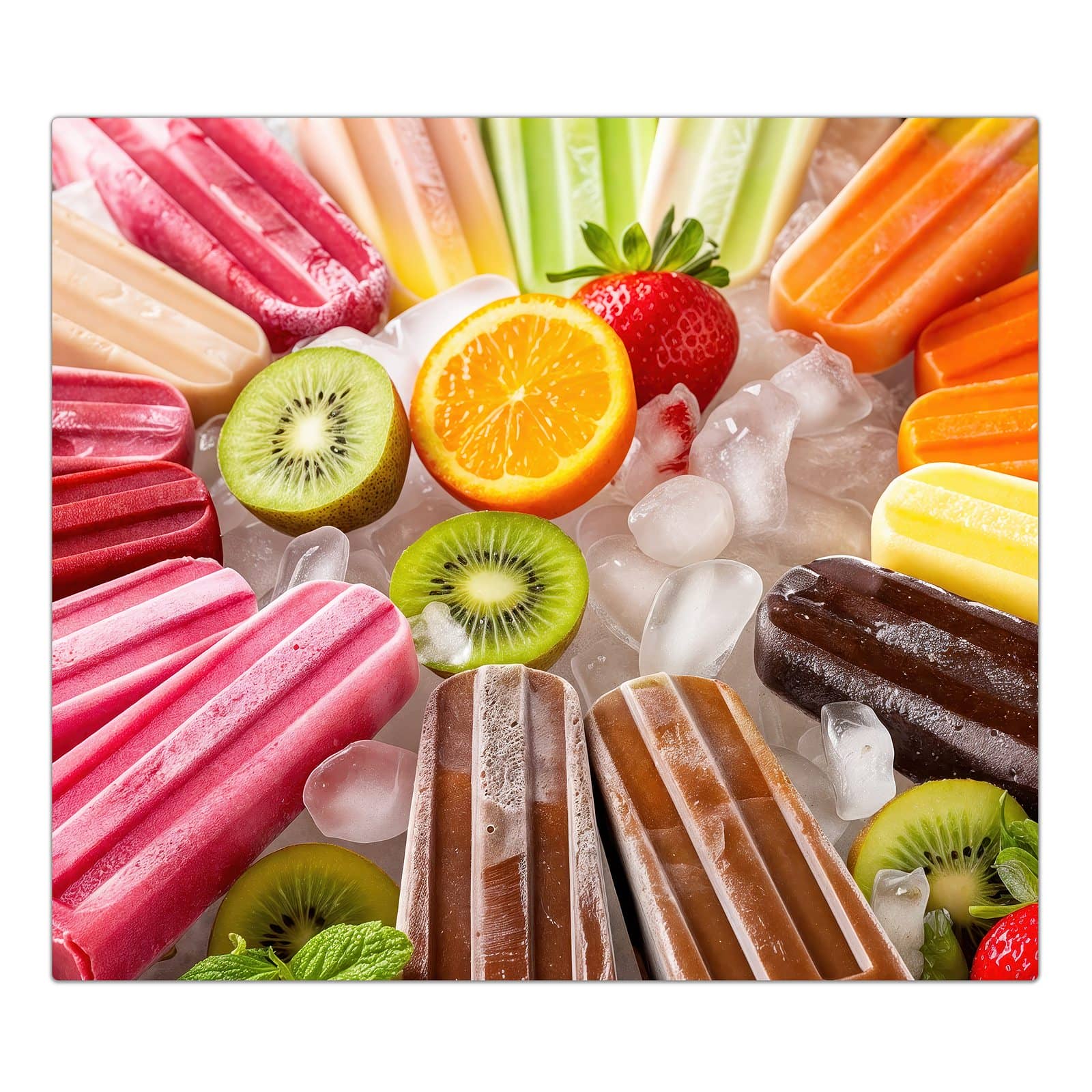 1-teilige Abdeckplatten für Ceranfeld mit Sommerliches Eis-Motiv in der Frontansicht