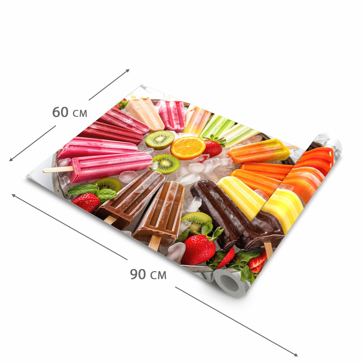Farbbeständiger Küchenteppich mit Motiv Sommerliches Eis in der Grösse 80x200 cm