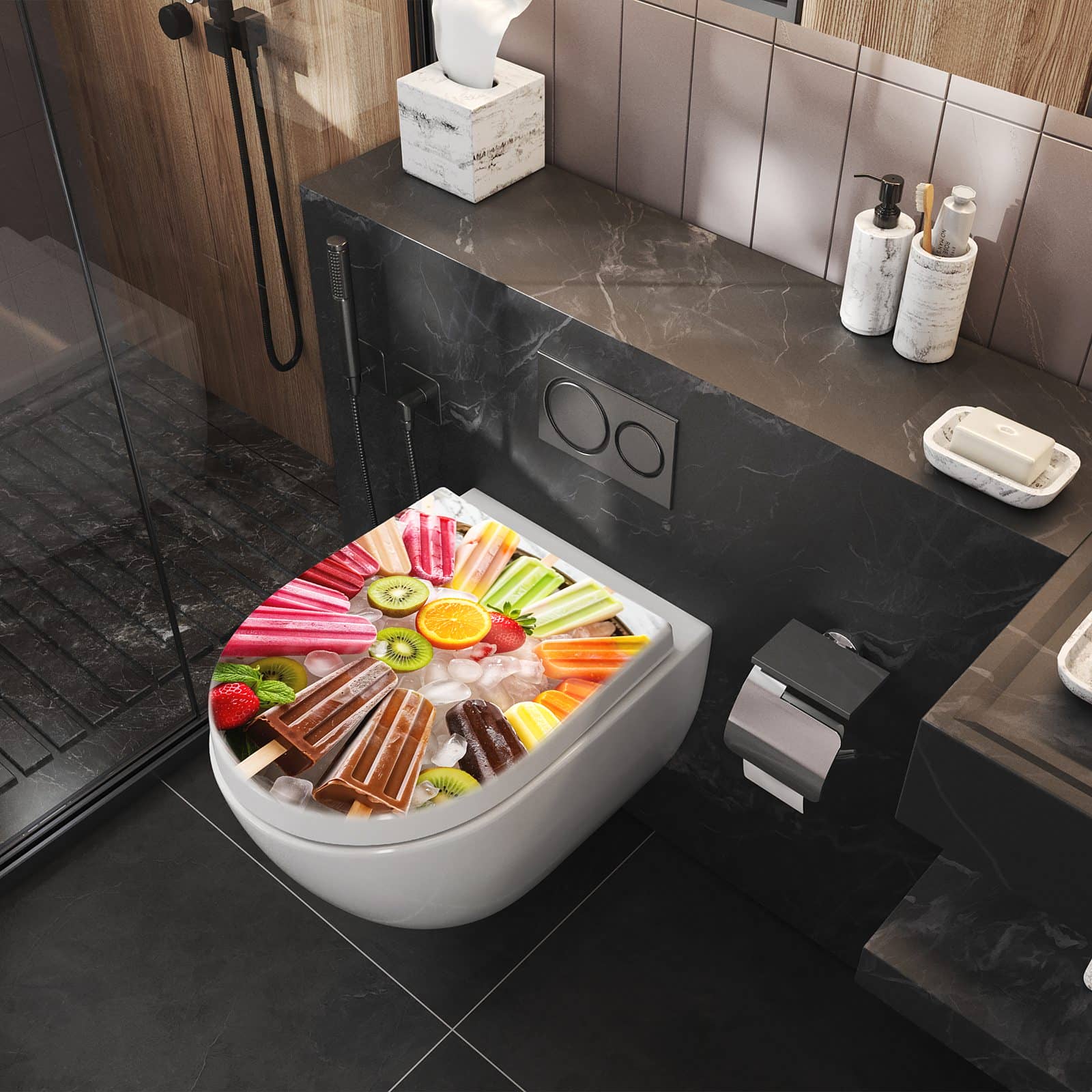 WC-Sitz mit Absenkautomatik Sommerliches Eis