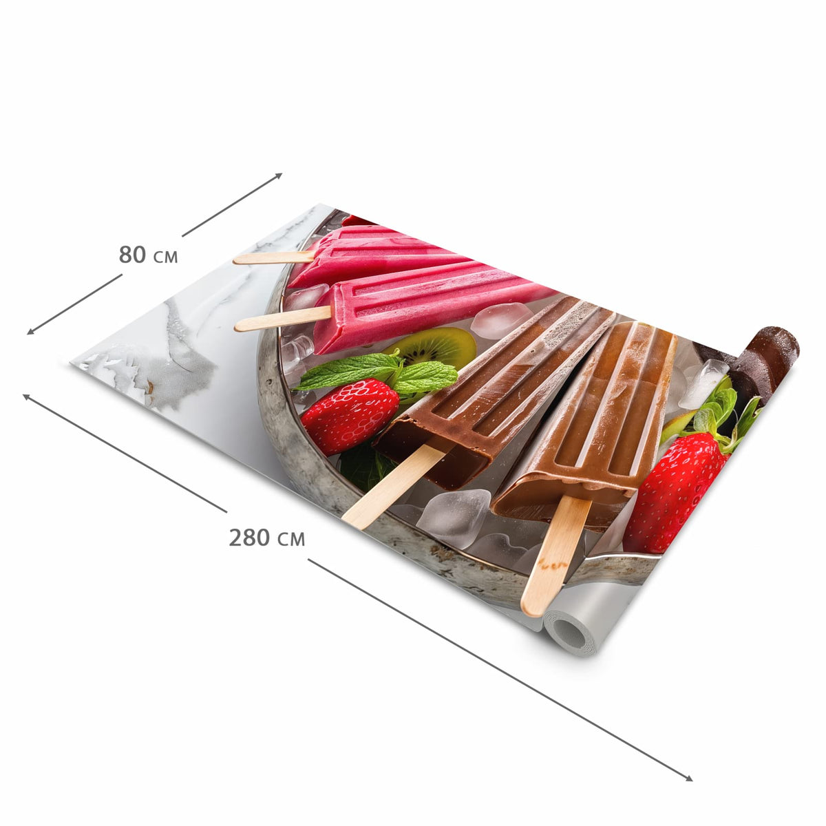 Zeitsparender waschbarer Küchenteppich mit Motiv Sommerliches Eis in der Grösse 80x200 cm