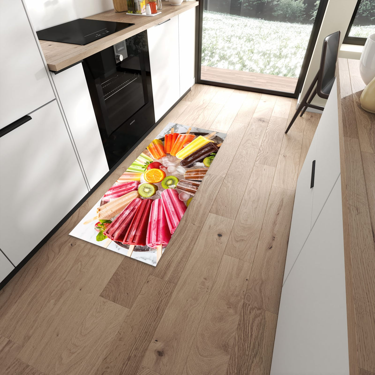 Farbbeständiger waschbarer Küchenläufer mit Motiv Sommerliches Eis in moderner Küche #grösse_60 x 150 cm