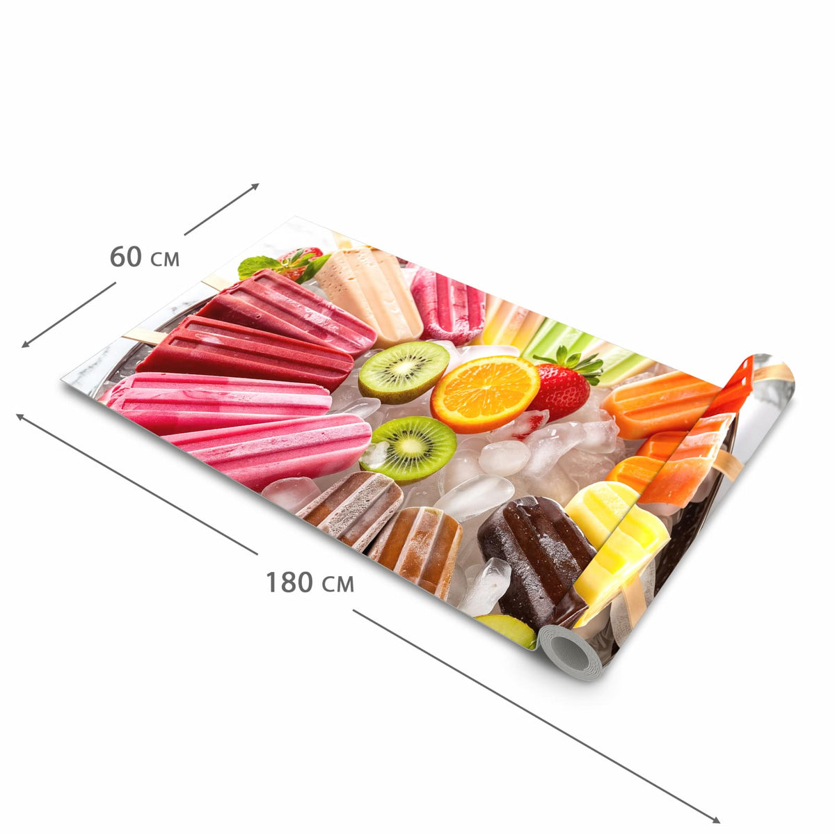 Feuchtigkeitsresistenter Bodenläufer mit Motiv Sommerliches Eis in der Grösse 80x200 cm