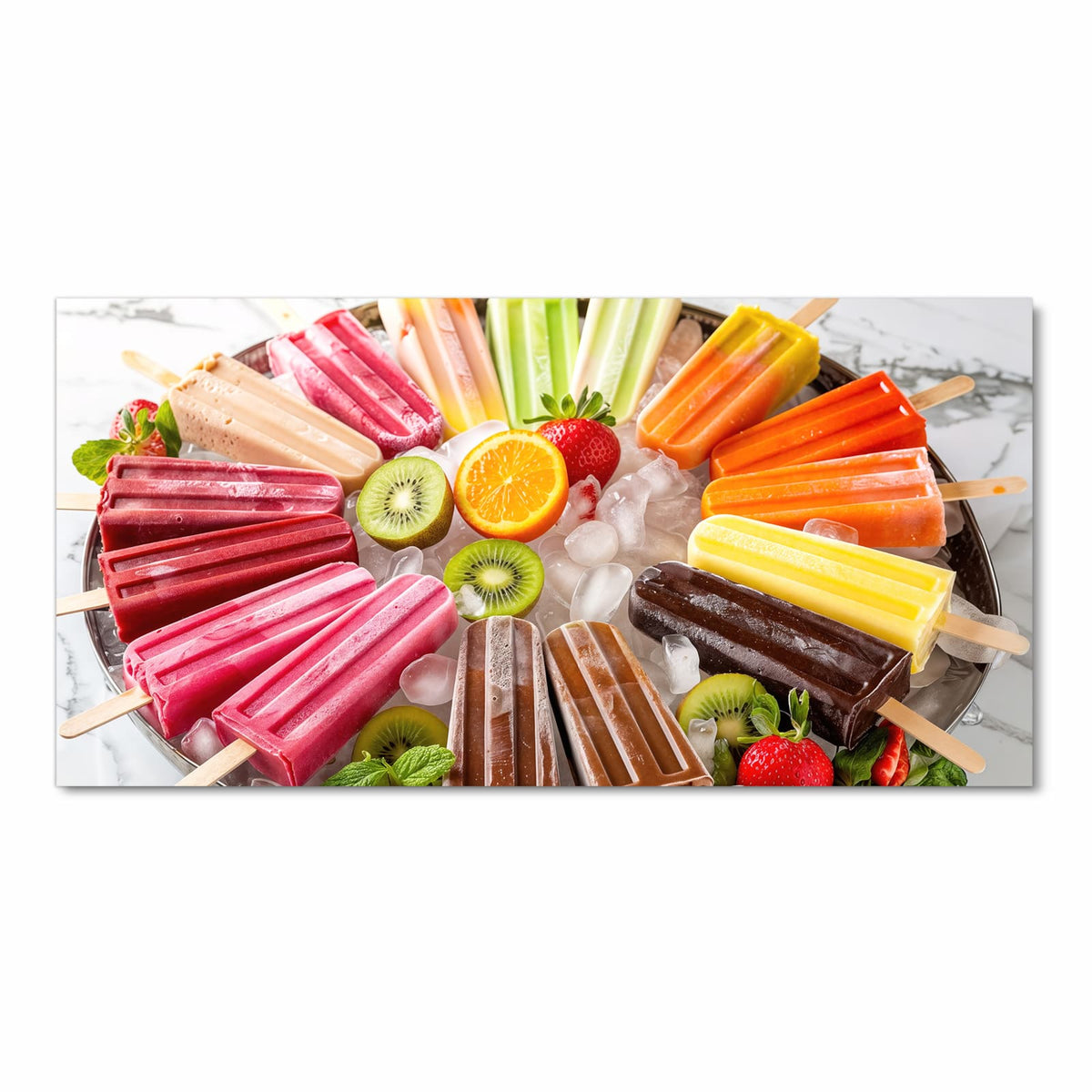 Geruchsneutraler waschbarer Küchenteppich mit Motiv Sommerliches Eis in Frontansicht