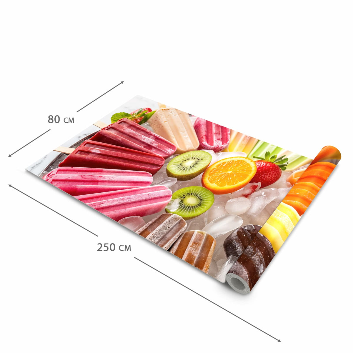 Küchenteppich mit Motiv Sommerliches Eis in der Grösse 80x200 cm zum sicheren Aufbewahren