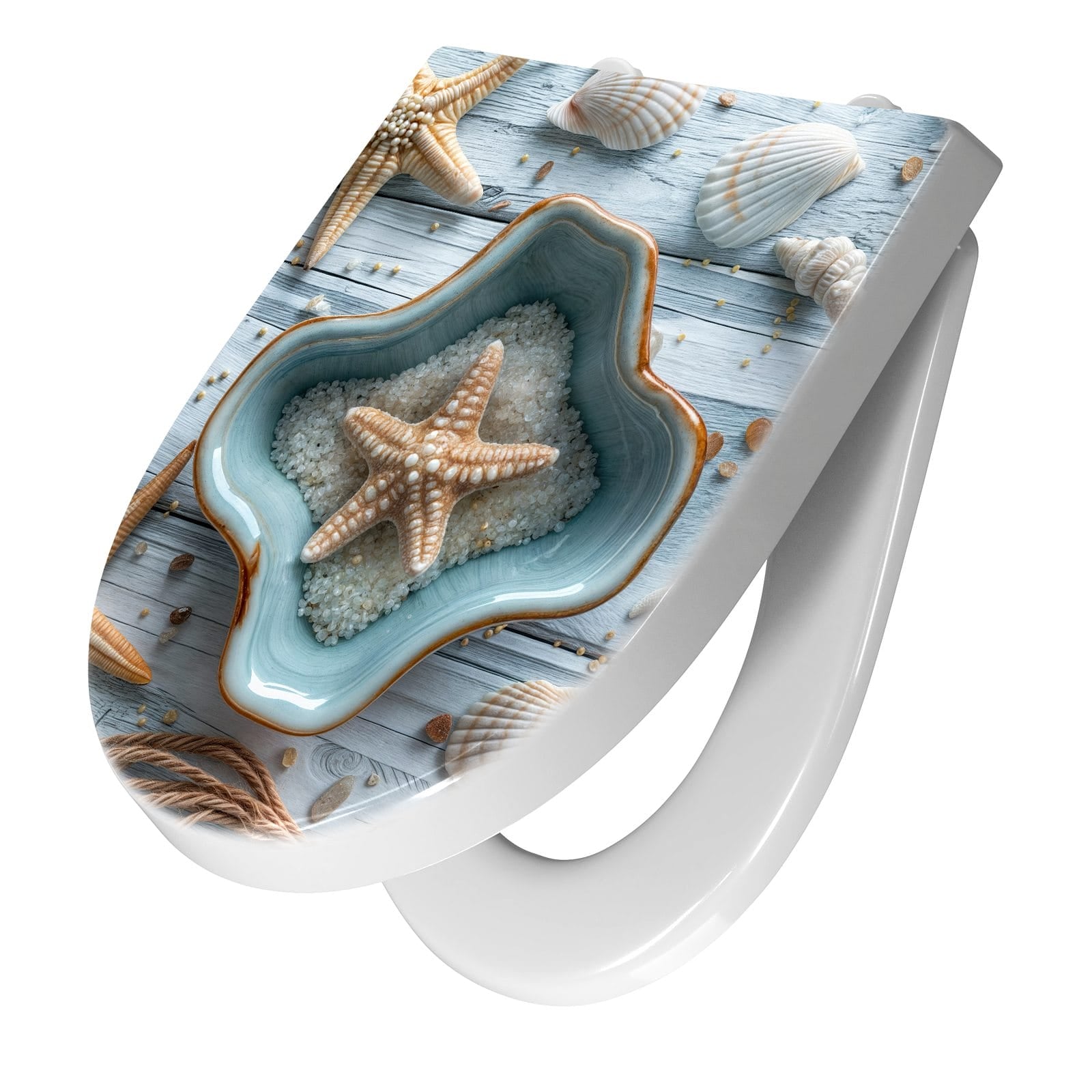 WC-Sitz mit Absenkautomatik Muscheldeko Sternform