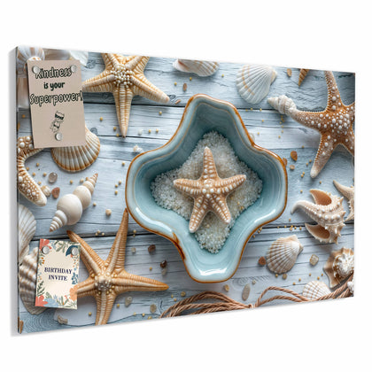 Metall Magnettafel mit dem Motiv Seesterne und Muscheln