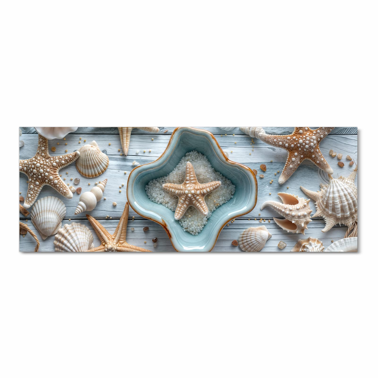 Schmutzabweisender Küchenteppich mit Motiv Muscheldeko Sternform in Frontansicht