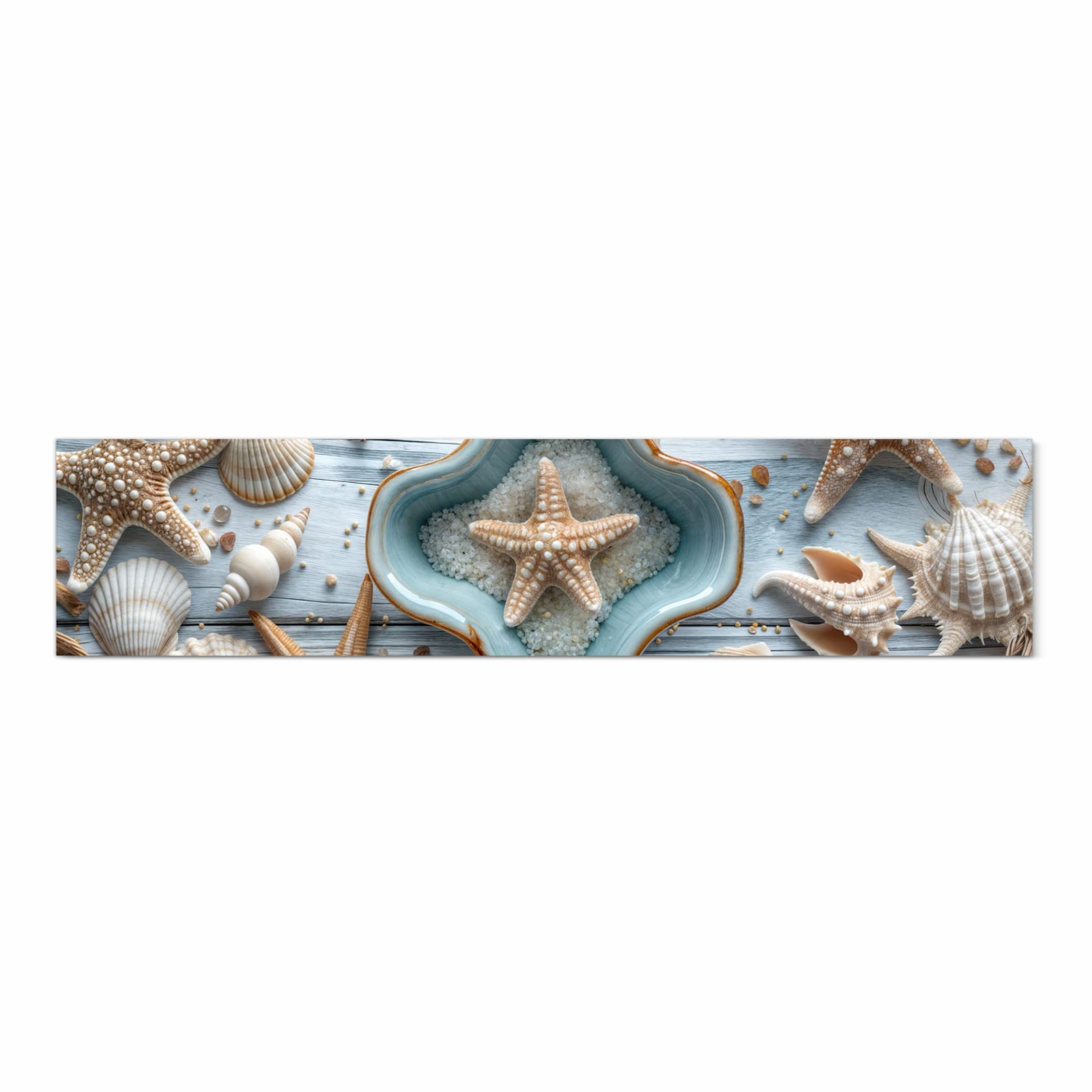 Geräuschdämpfender Bodenläufer mit Motiv Muscheldeko Sternform in Frontansicht