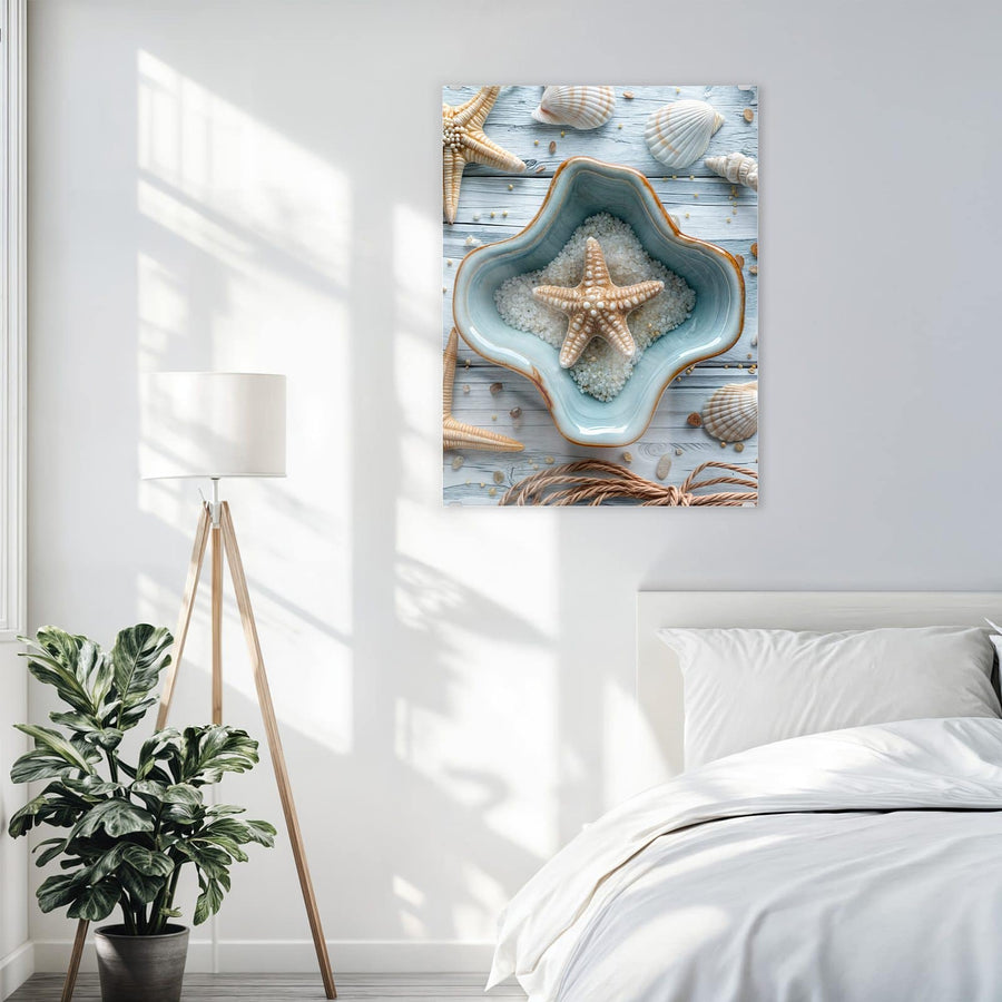 Maße Wandbild - Seesterne und Muscheln - Hochformat