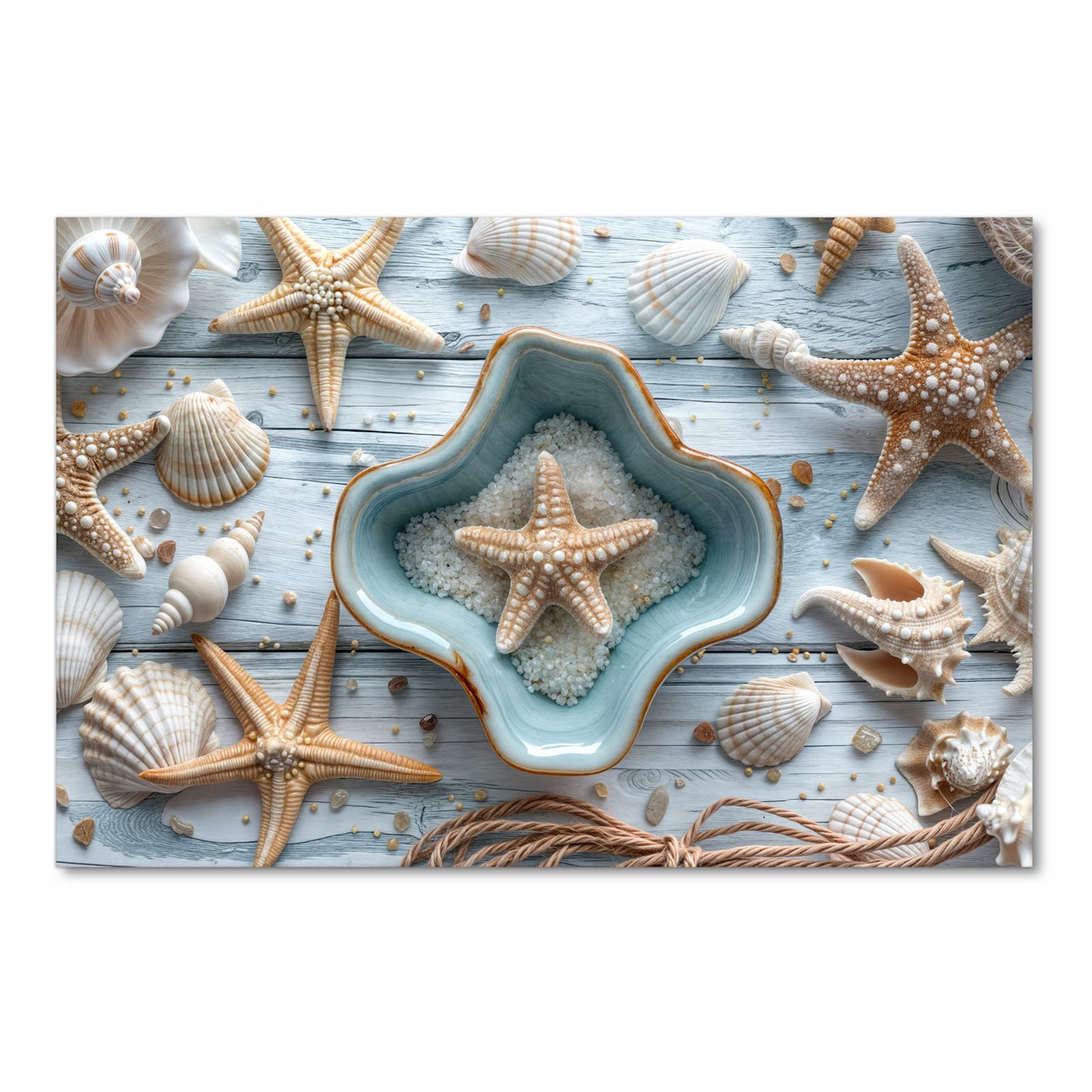 UV-beständiger Küchenteppich mit Motiv Muscheldeko Sternform in Frontansicht