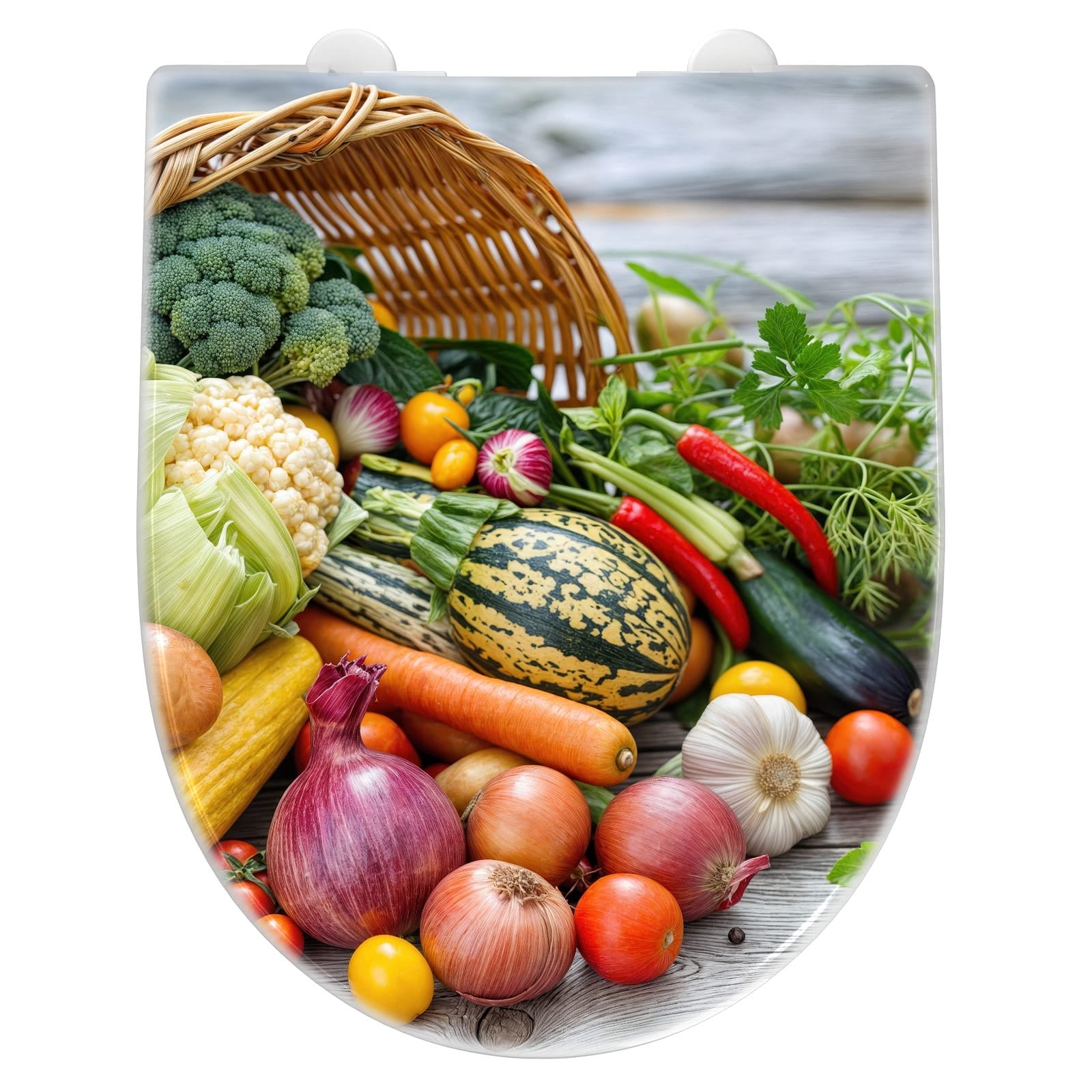 WC-Sitz mit Absenkautomatik Erntekorb Gemüse