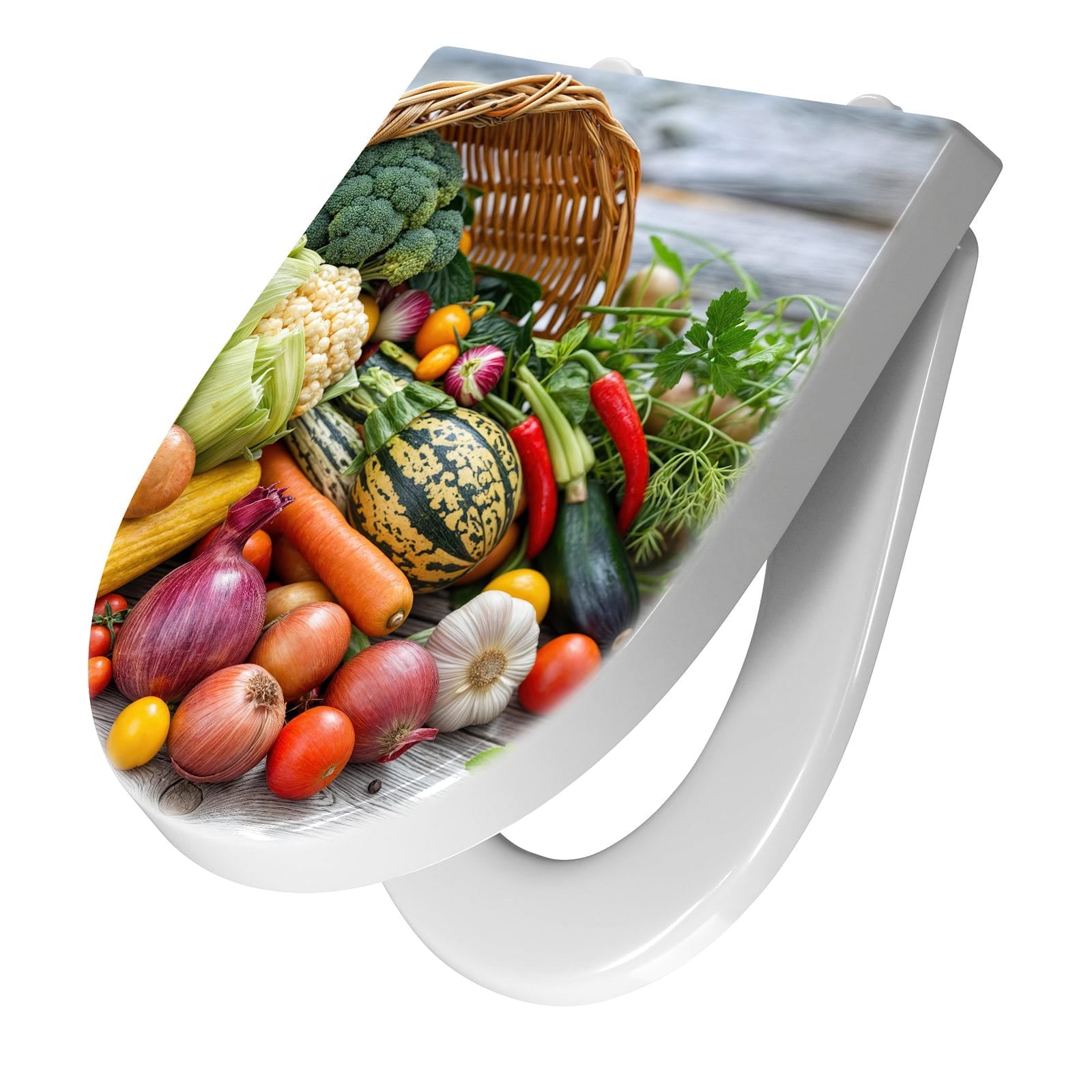 WC-Sitz mit Absenkautomatik Erntekorb Gemüse