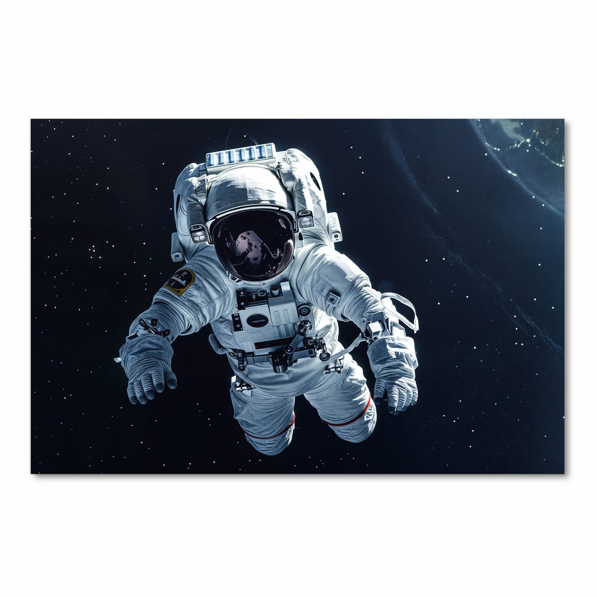 Zeitsparender Küchenteppich mit Motiv Astronaut im All in heller Küche