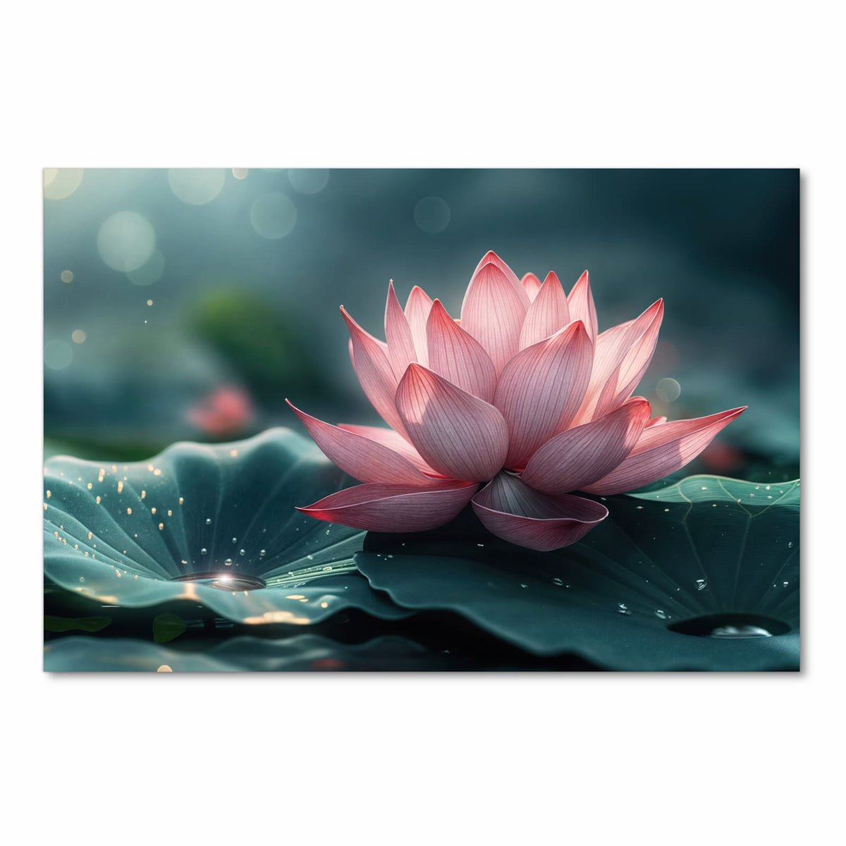Feuchtigkeitsresistenter Küchenteppich mit Motiv Lotuszauber in Frontansicht