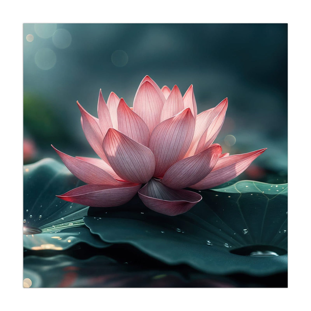 Küchenrückwand aus Glas Rosa Lotusblüte im quadratischen Format, Motiv bildfüllend von vorn