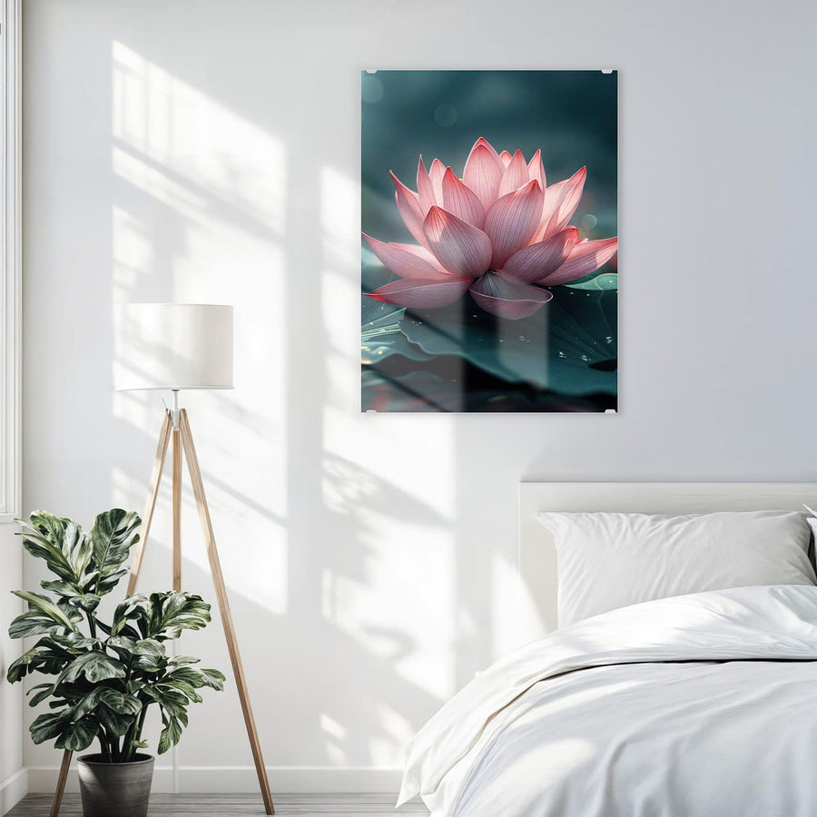Maße Wandbild - Rosa Lotusblüte - Hochformat