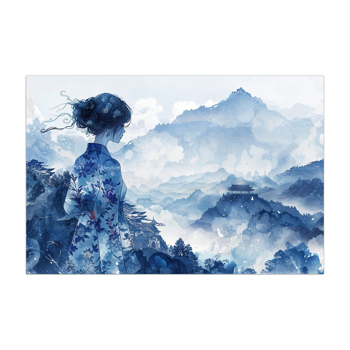 Küchenrückwand aus Glas Frau im Kimono im Hochformat, Motiv bildfüllend von vorn