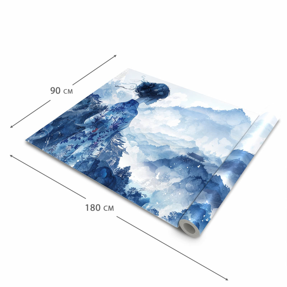 Bodenschonender rutschfester Küchenteppich mit Motiv Asiatische Landschaft in der Grösse 80x300 cm