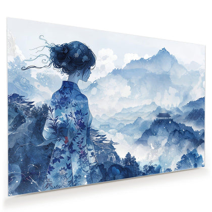 Wandbild mit dem Motiv Frau im Kimono