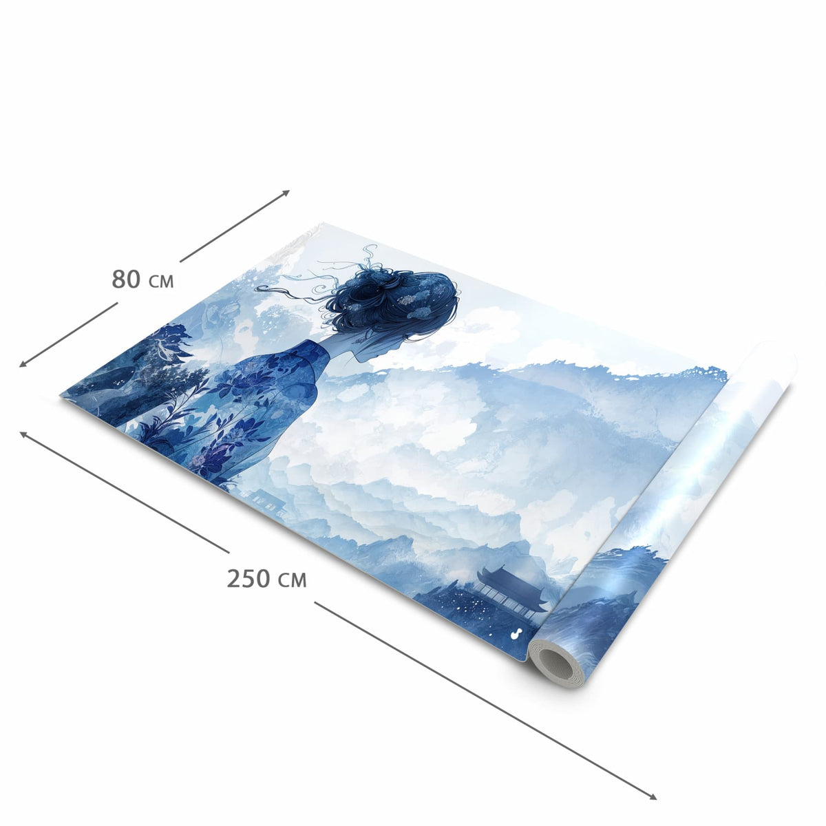 Langlebiger Küchenteppich mit Motiv Asiatische Landschaft in der Grösse 80x300 cm