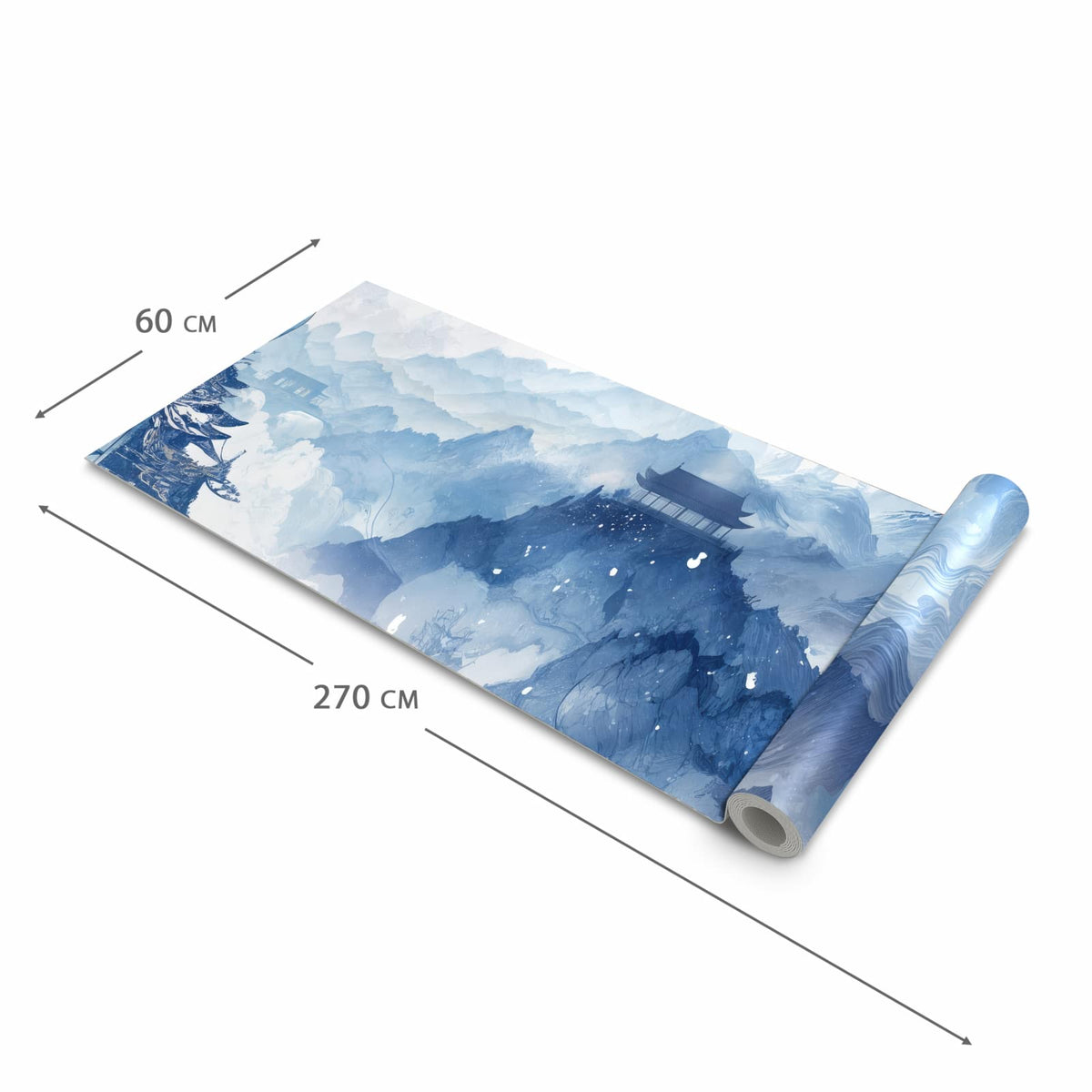 Waschbarer Teppich für Esstisch mit Motiv Asiatische Landschaft in der Größe 80x300 cm