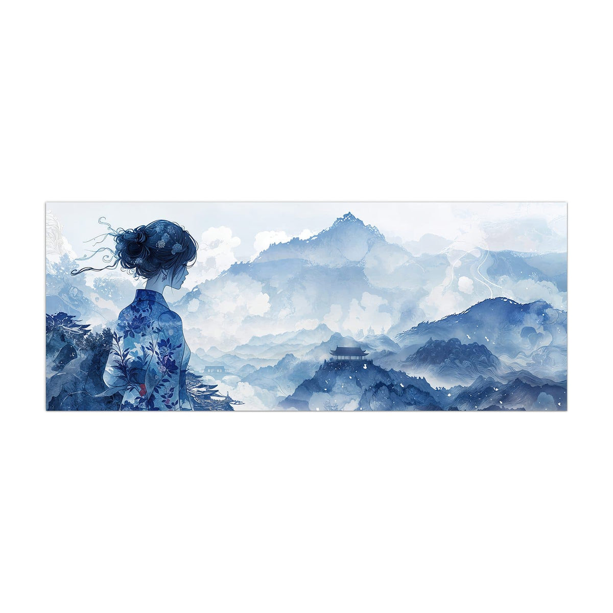 Küchenrückwand aus Glas Frau im Kimono im Hochformat, Motiv bildfüllend von vorn
