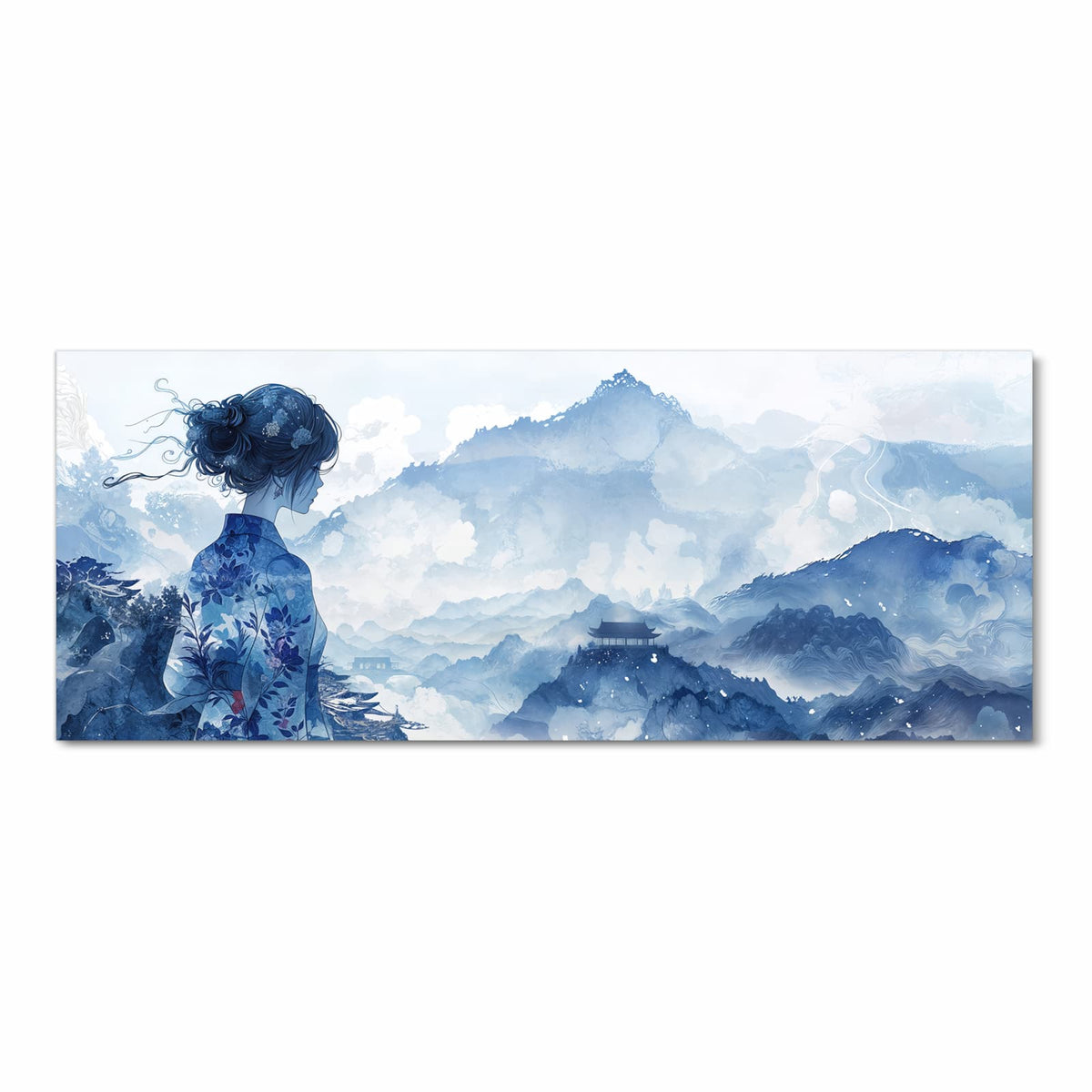Rutschfester Küchenteppich mit Motiv Asiatische Landschaft in Frontansicht schützt den Boden