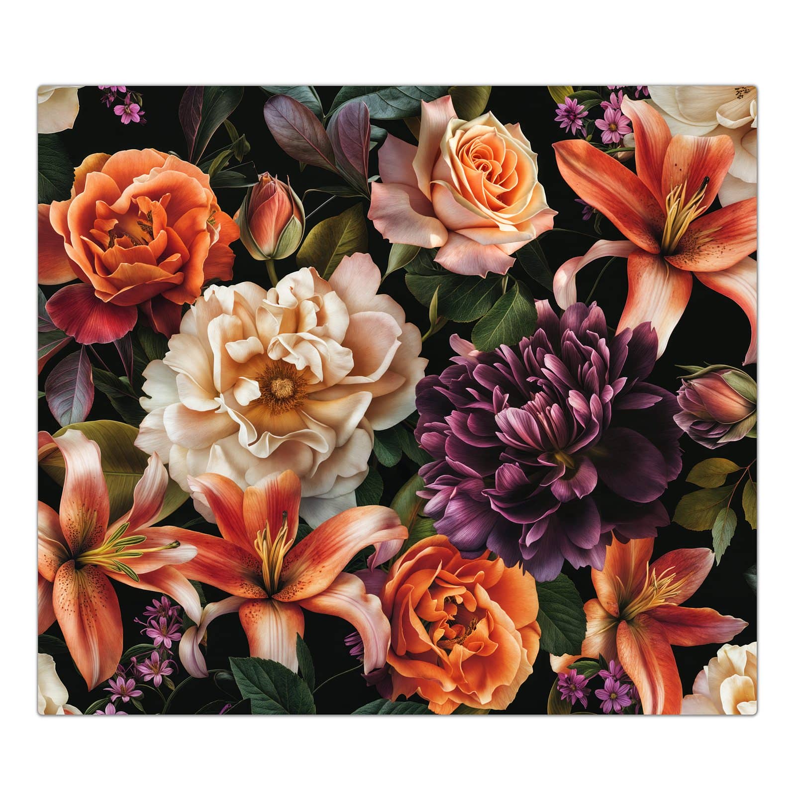 1-teilige Abdeckplatte für Ceranfeld mit Blumenpracht-Motiv in der Frontansicht #grösse_1-Teilig (60x52cm)
