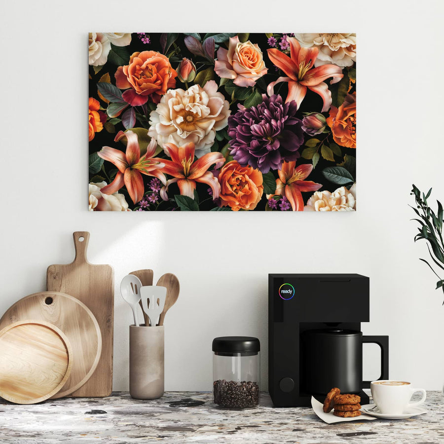 Maße Metall Magnettafel - Lilien und Rosen