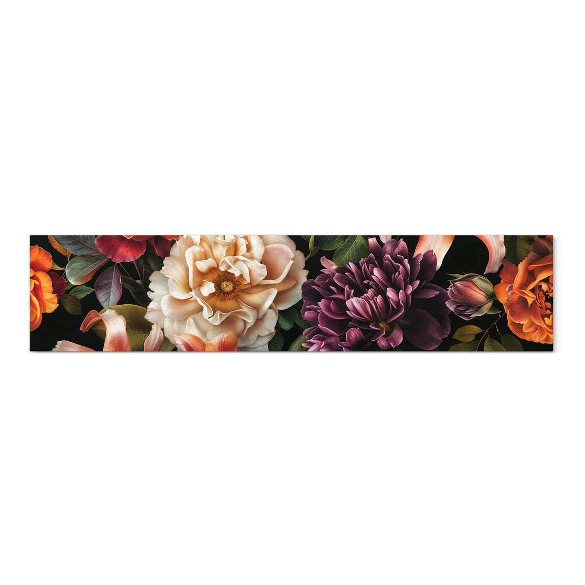 Pflegeleichter langer Teppich mit Motiv Blumenpracht in Frontansicht für den Flur
