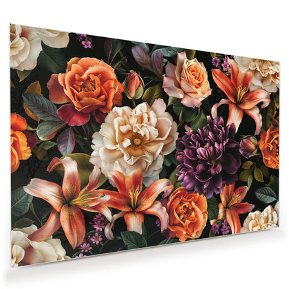 Wandbild mit dem Motiv Lilien und Rosen