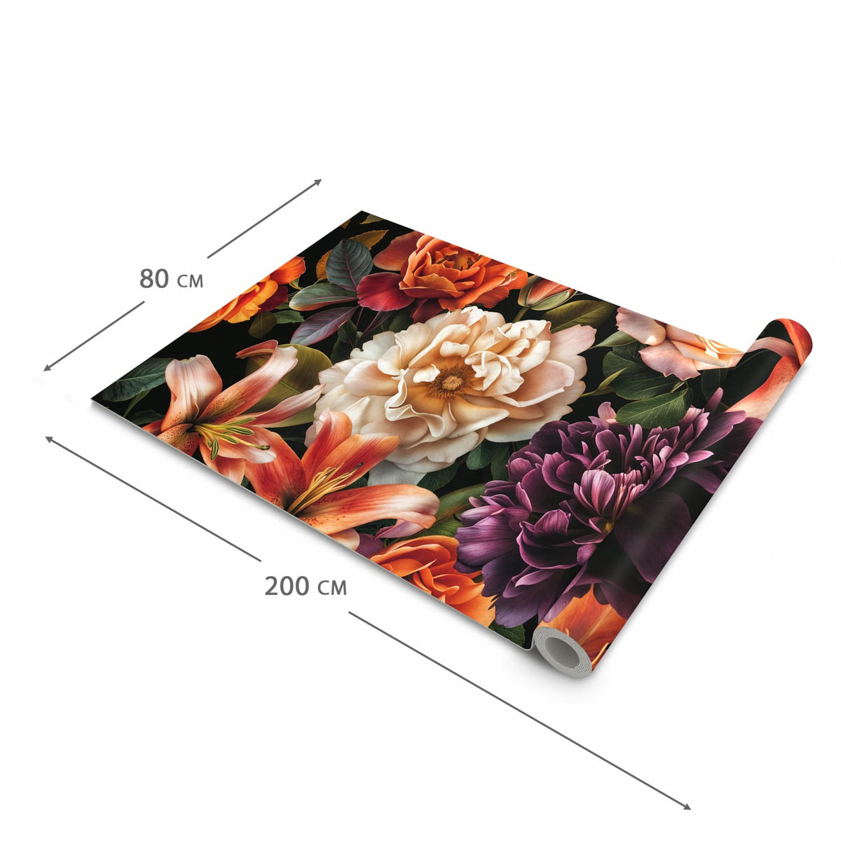 Wasserabweisender Teppichläufer für die Küche mit Motiv Blumenpracht in der Grösse 80x300 cm