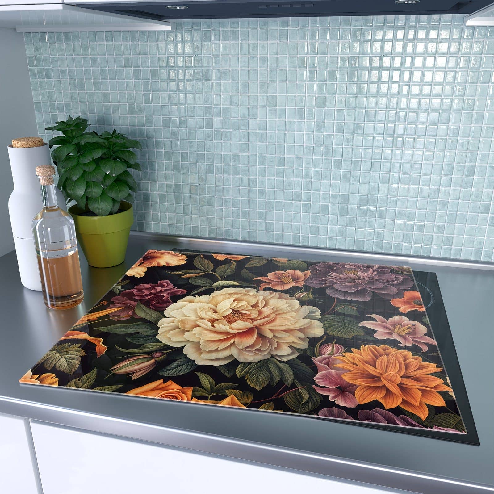 1-teilige Ceranfeld Abdeckplatten mit Blumenwiese Kunst-Motiv auf dem Ceranfeld