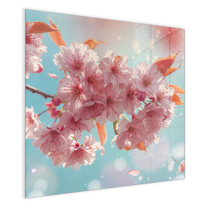 Magnettafel mit dem Motiv Kirschblüten in Blau