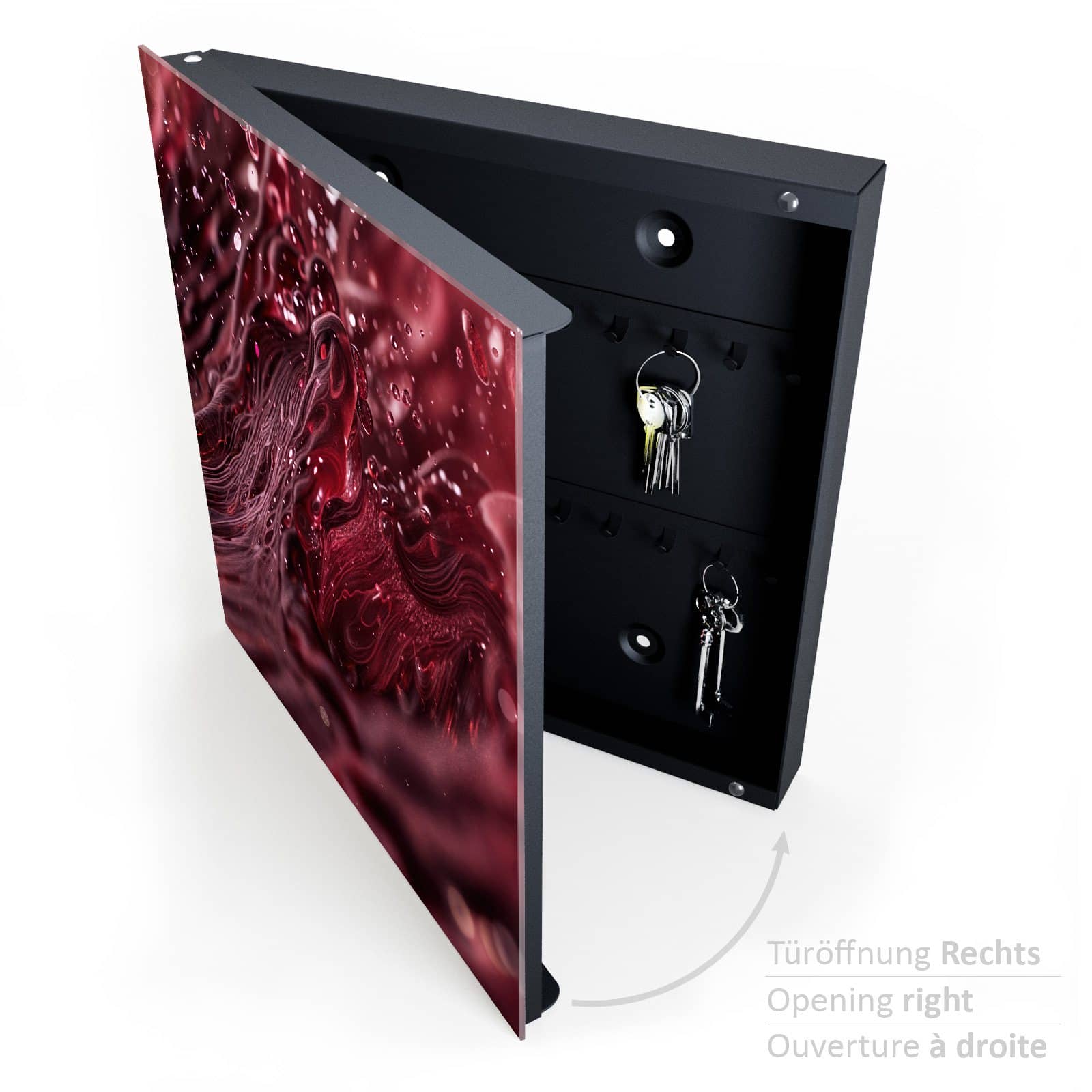 Universelle Schlüsselaufbewahrung mit Motiv Wirbelnde Flüssigkeit halboffen mit Schlüsseln