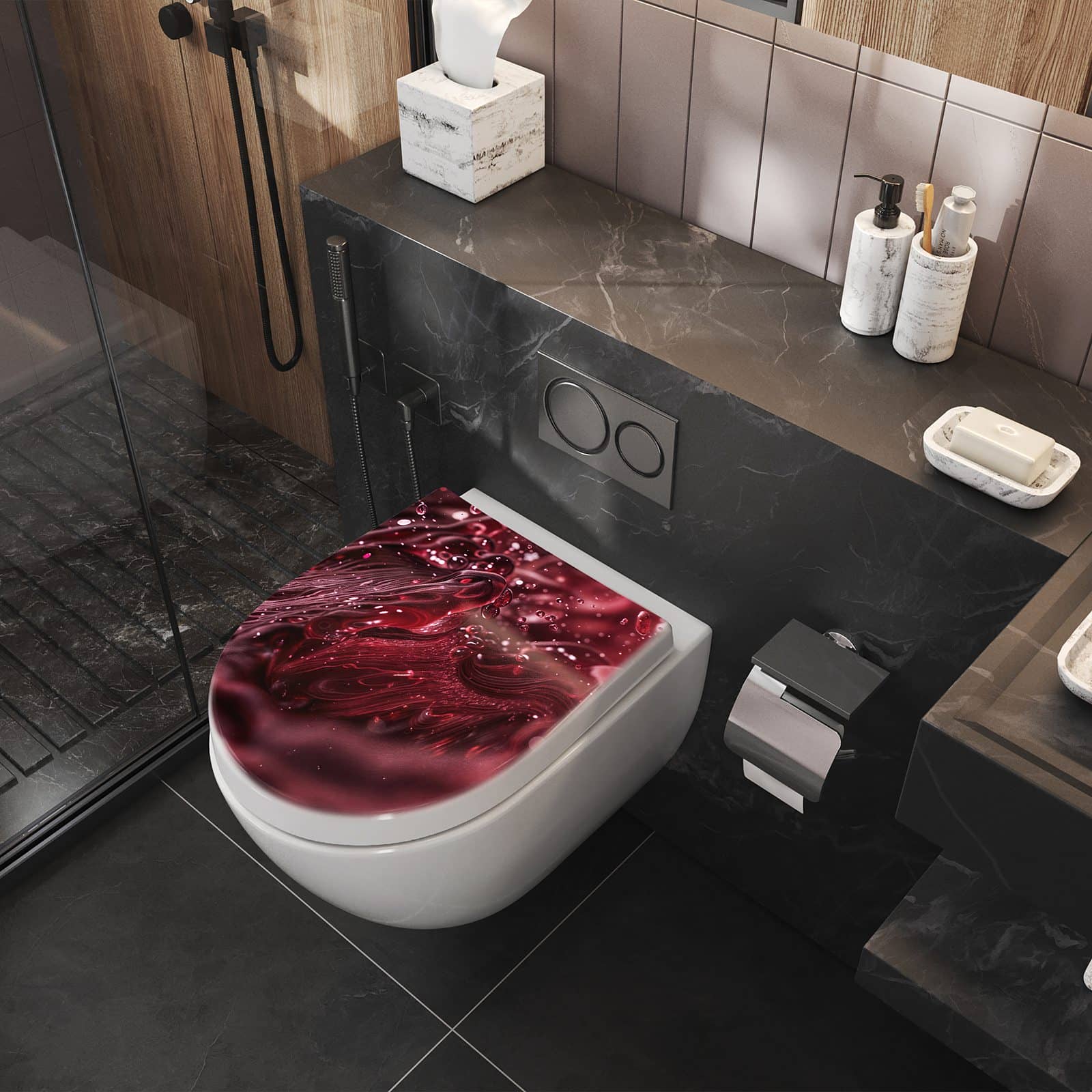 WC-Sitz mit Absenkautomatik Wirbelnde Flüssigkeit