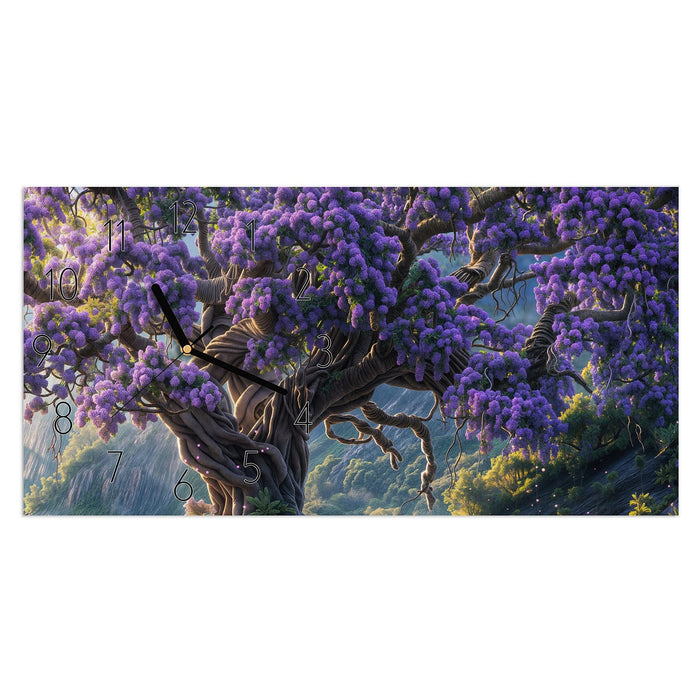 Wanduhr Magischer Baum aus Glas – Querformat 60 × 30 cm mit Ziffernblatt Elegant